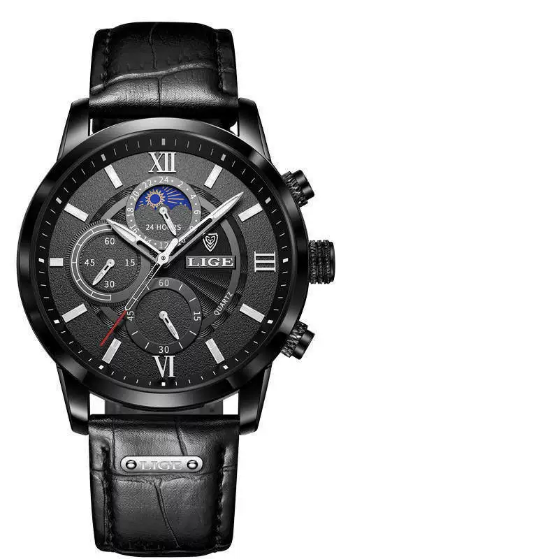 Wholesale Men's Business Elegant Personality Alloy Case Leather Strap Round Dial Watch - Image 10