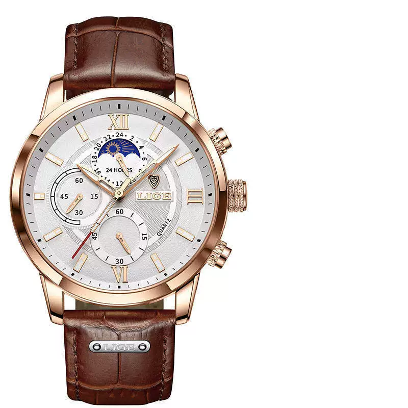 Wholesale Men's Business Elegant Personality Alloy Case Leather Strap Round Dial Watch - Image 6