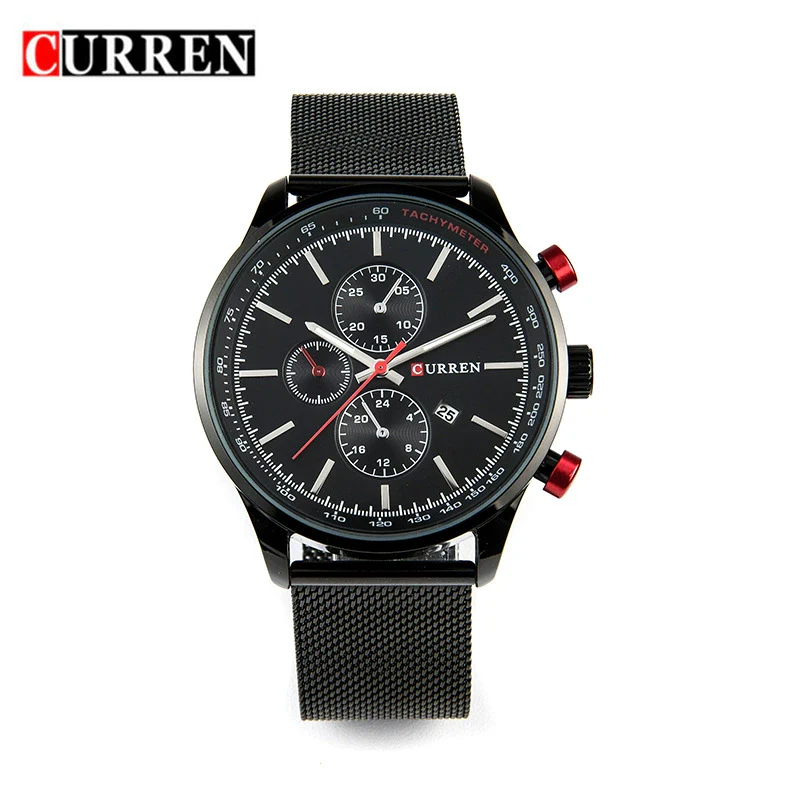 Wholesale Men's Business Stainless Steel Round Quartz Watch With Calendar And Mesh Strap - Image 8