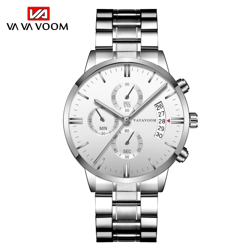 Wholesale Men's Business Stainless Steel Watch With Blue Face And Silver Chain And Round Dial - Image 3