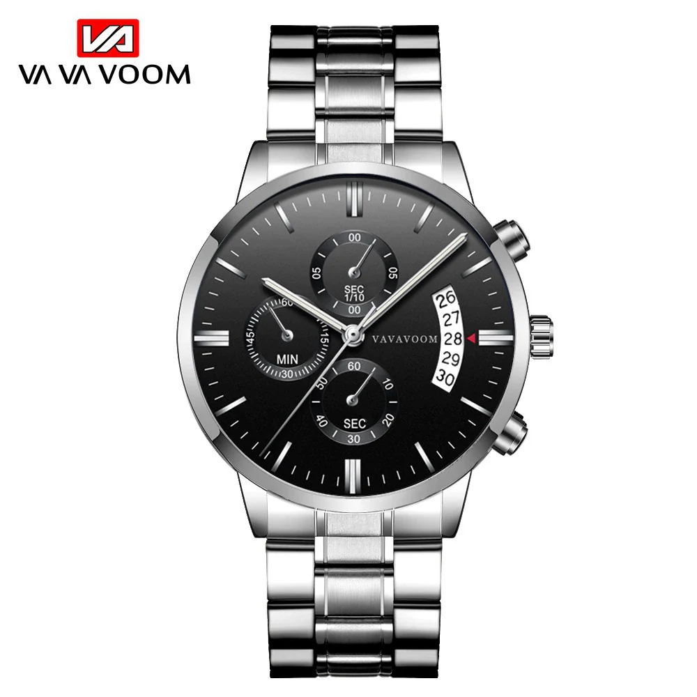 Wholesale Men's Business Stainless Steel Watch With Blue Face And Silver Chain And Round Dial - Image 4