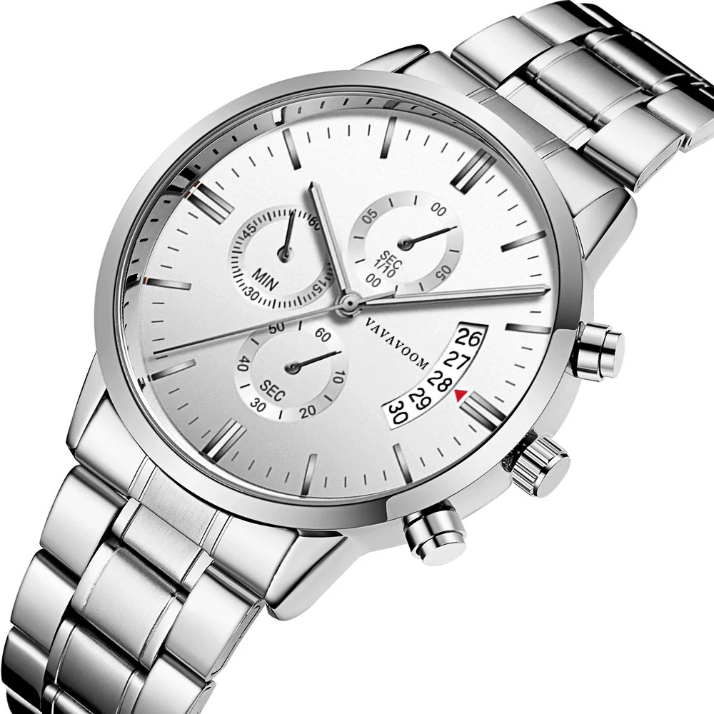 Wholesale Men's Business Stainless Steel Watch With Blue Face And Silver Chain And Round Dial - Image 7