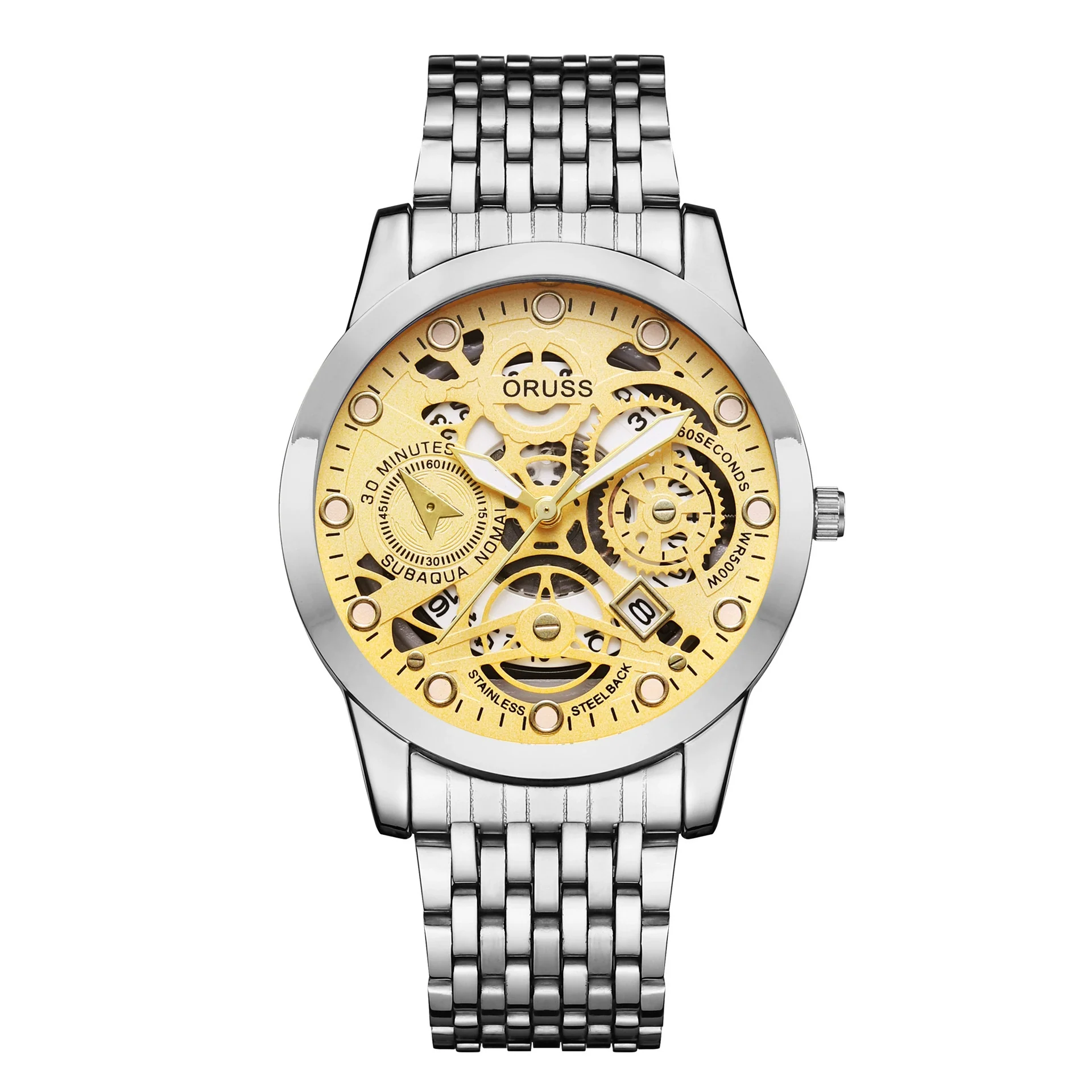 Wholesale Men's Business Style Hollow Design Quartz Watch With Alloy Case And Strap Mineral Reinforced Glass Mirror And Round Dial - Image 8
