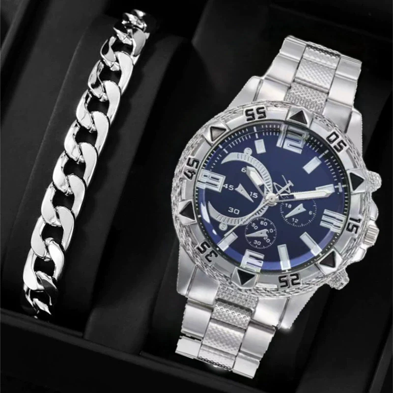 Wholesale Men's Business Style Round Dial Alloy Case And Band Quartz Watch