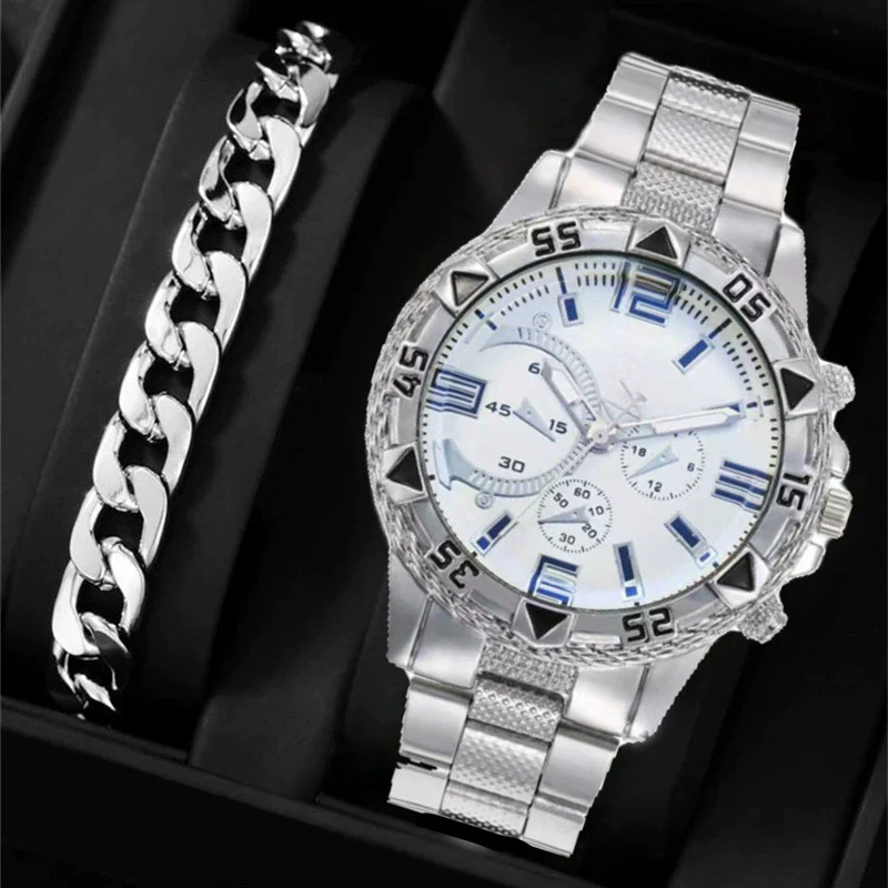 Wholesale Men's Business Style Round Dial Alloy Case And Band Quartz Watch - Image 3