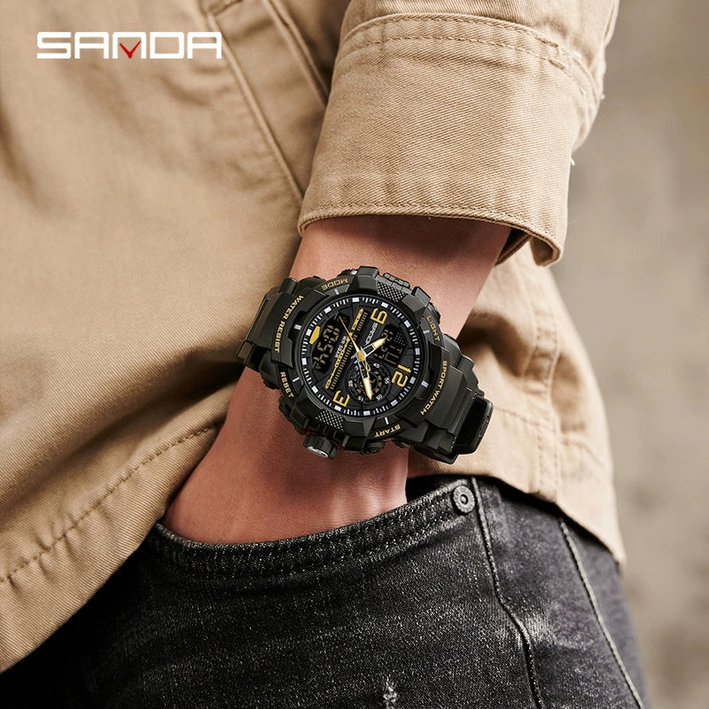 Wholesale Men's Casual Sports Fashion Digital Watch Abs Case Tpu Strap Acrylic Mirror Round Dial - Image 2