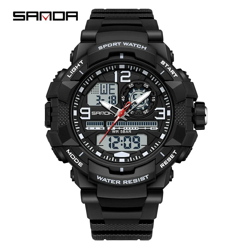 Wholesale Men's Casual Sports Fashion Digital Watch Abs Case Tpu Strap Acrylic Mirror Round Dial - Image 3