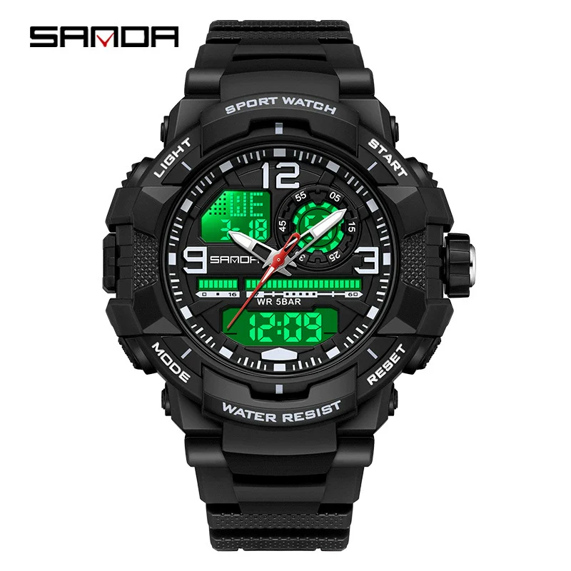 Wholesale Men's Casual Sports Fashion Digital Watch Abs Case Tpu Strap Acrylic Mirror Round Dial - Image 5