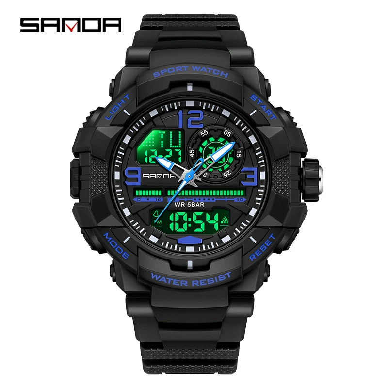 Wholesale Men's Casual Sports Fashion Digital Watch Abs Case Tpu Strap Acrylic Mirror Round Dial - Image 7