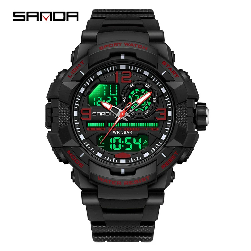 Wholesale Men's Casual Sports Fashion Digital Watch Abs Case Tpu Strap Acrylic Mirror Round Dial - Image 9
