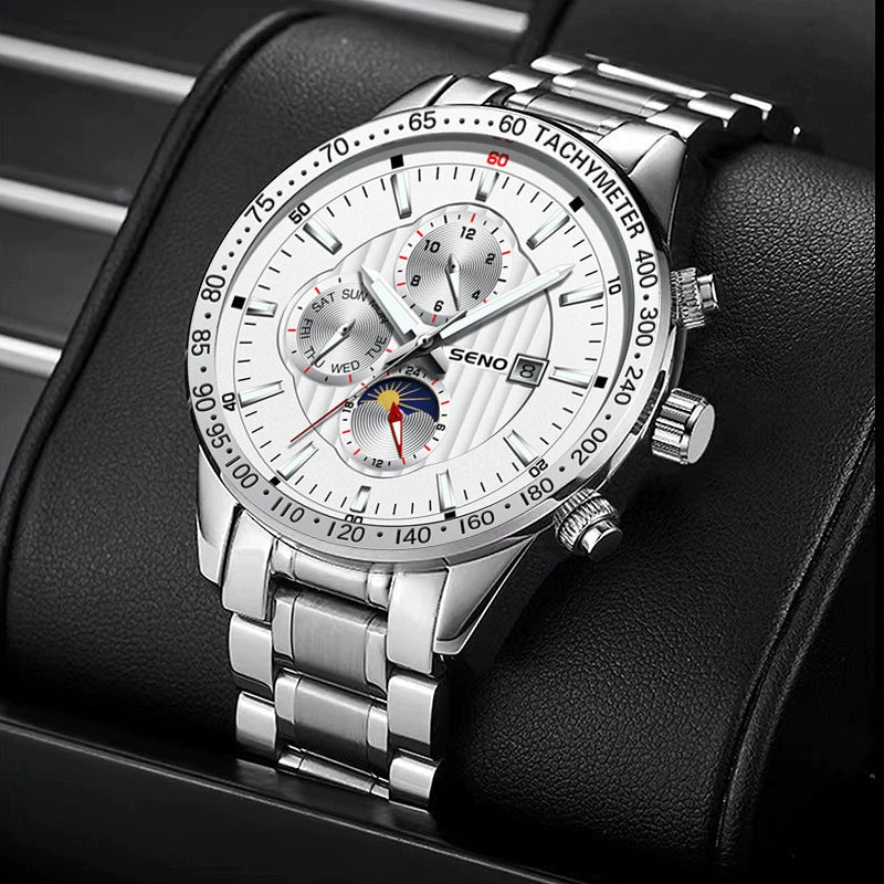 Wholesale Men's Fashion Quartz Watches With Luminous Calendar Waterproof Round Dial Alloy Case And Strap Stainless Steel Clasp Coated Glass Mirror Printed Logo Spiral Crown - Image 2