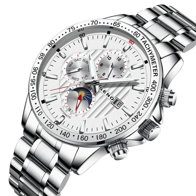 Wholesale Men's Fashion Quartz Watches With Luminous Calendar Waterproof Round Dial Alloy Case And Strap Stainless Steel Clasp Coated Glass Mirror Printed Logo Spiral Crown - Image 5