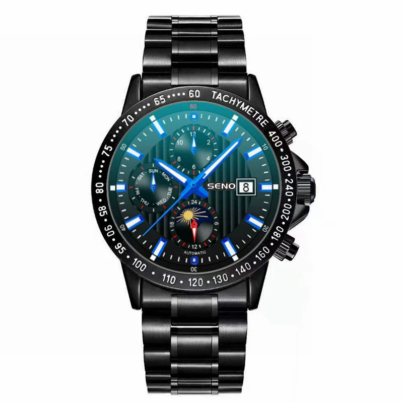 Wholesale Men's Fashion Quartz Watches With Luminous Calendar Waterproof Round Dial Alloy Case And Strap Stainless Steel Clasp Coated Glass Mirror Printed Logo Spiral Crown - Image 8