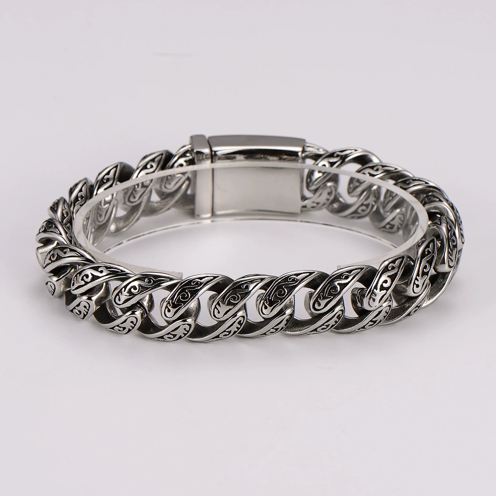 Wholesale Men's Handmade Distressed Geometric Stainless Steel Electroplated Wild Totem Bracelet Hand Jewelry - Image 5