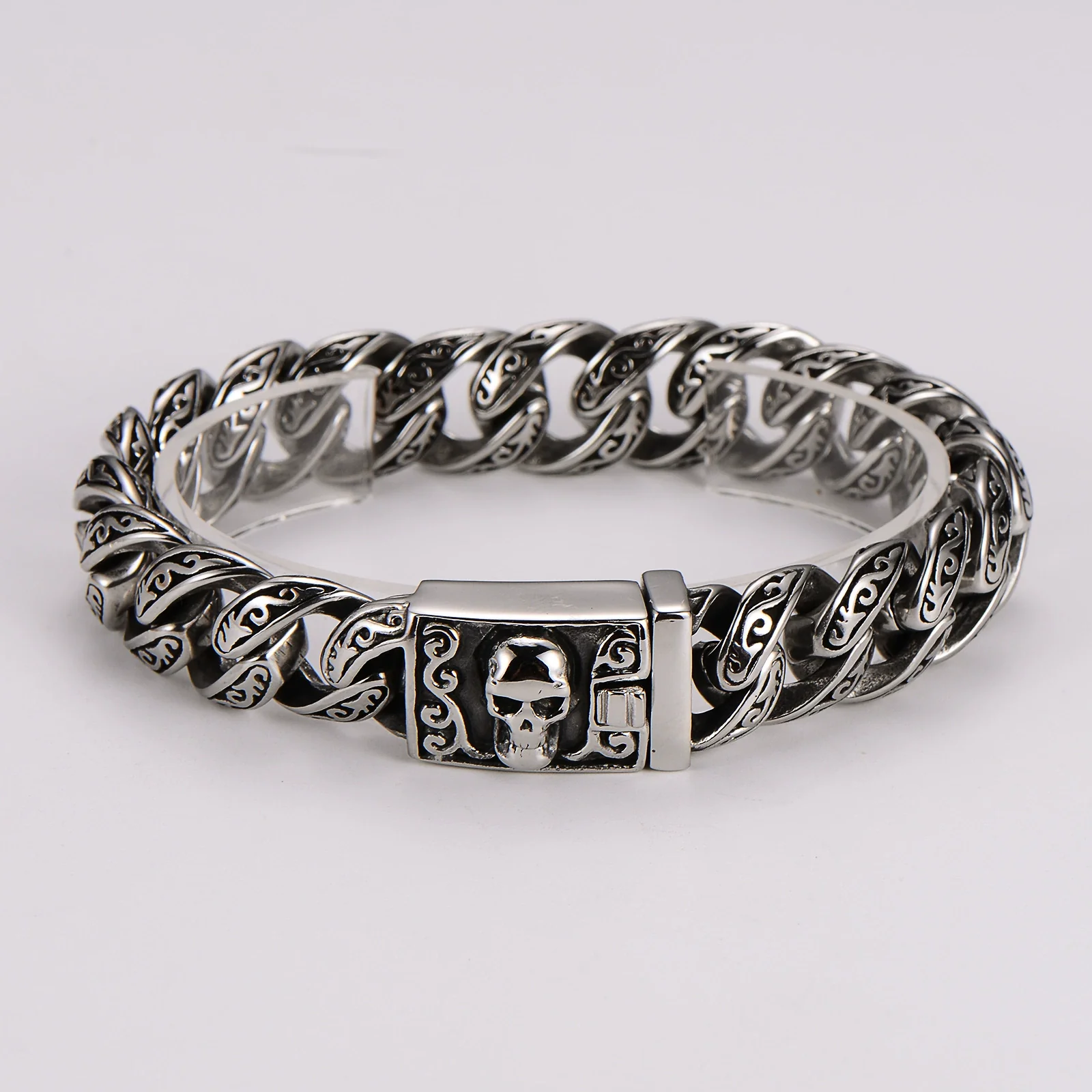 Wholesale Men's Handmade Distressed Geometric Stainless Steel Electroplated Wild Totem Bracelet Hand Jewelry - Image 6