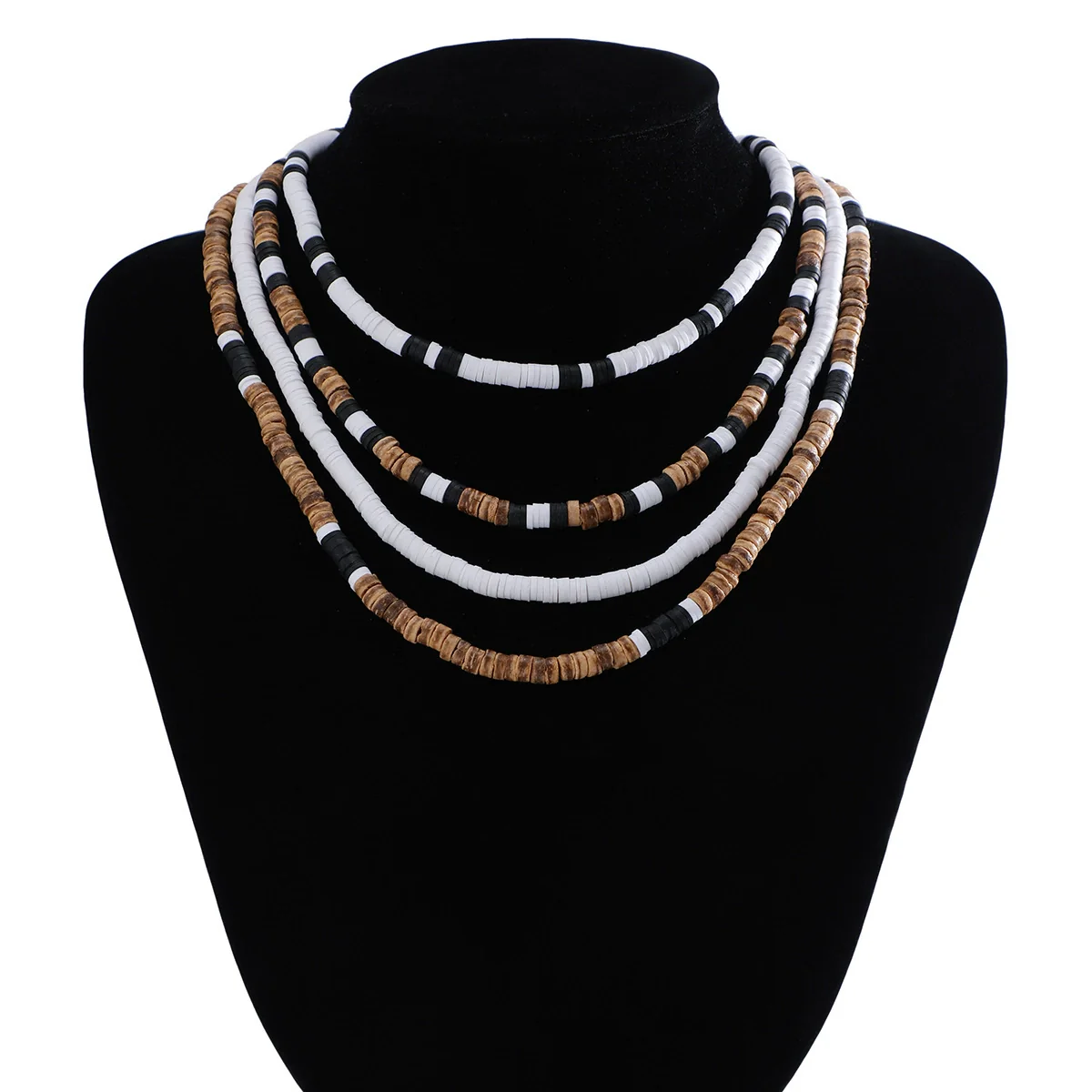Wholesale Men's Handmade Wooden Beads Hip Hop Style Clavicle Necklace - Image 6