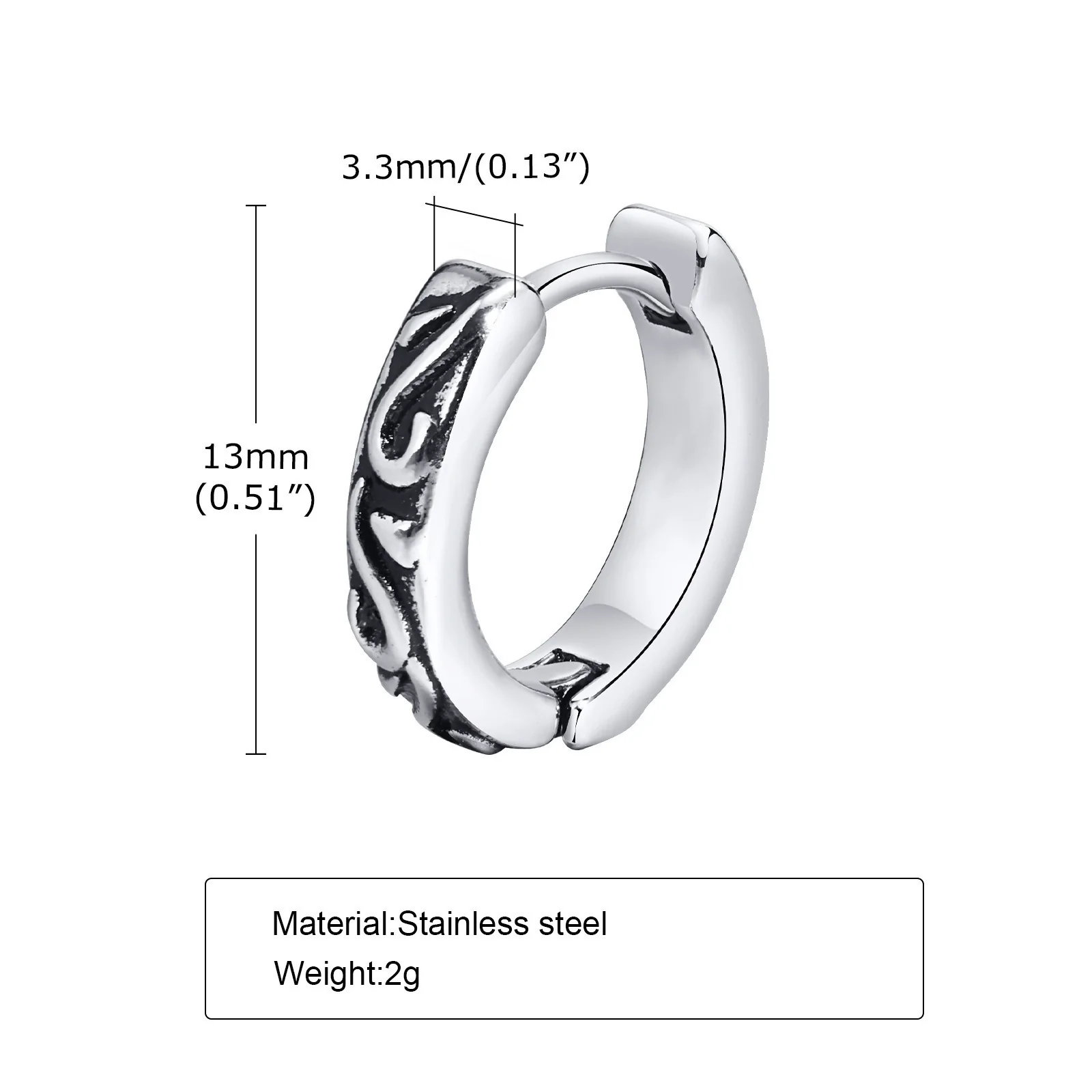Wholesale Men's Hip Hop Style Stainless Steel Geometric Earrings - Image 3