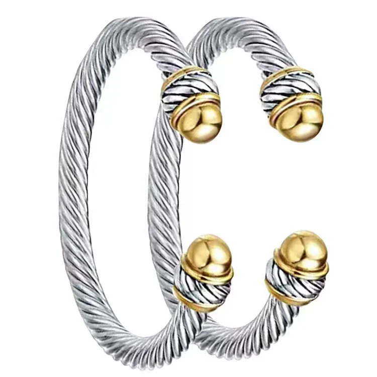 Wholesale Men's Hiphop Punk Polished Electroplated Stainless Steel Opening Bracelet Jewelry
