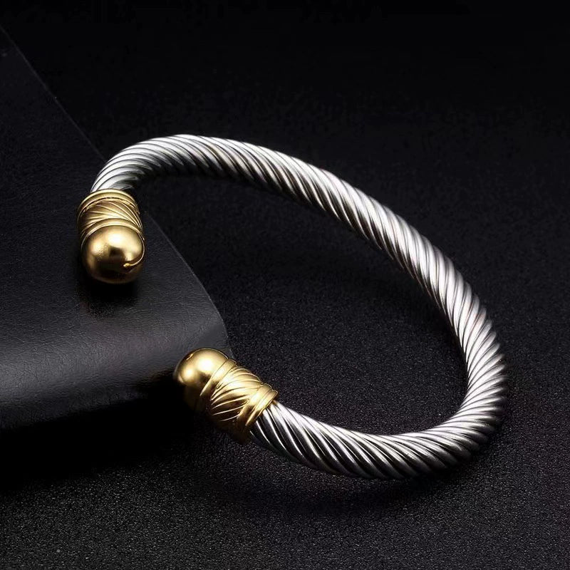 Wholesale Men's Hiphop Punk Polished Electroplated Stainless Steel Opening Bracelet Jewelry - Image 3
