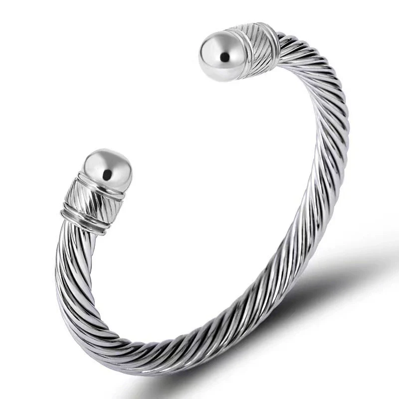 Wholesale Men's Hiphop Punk Polished Electroplated Stainless Steel Opening Bracelet Jewelry - Image 5