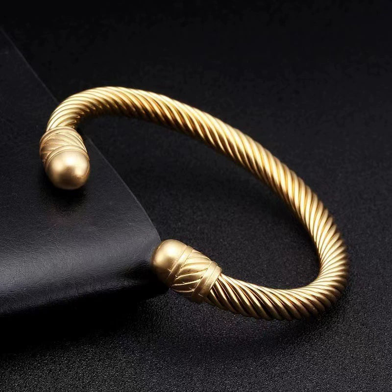Wholesale Men's Hiphop Punk Polished Electroplated Stainless Steel Opening Bracelet Jewelry - Image 7