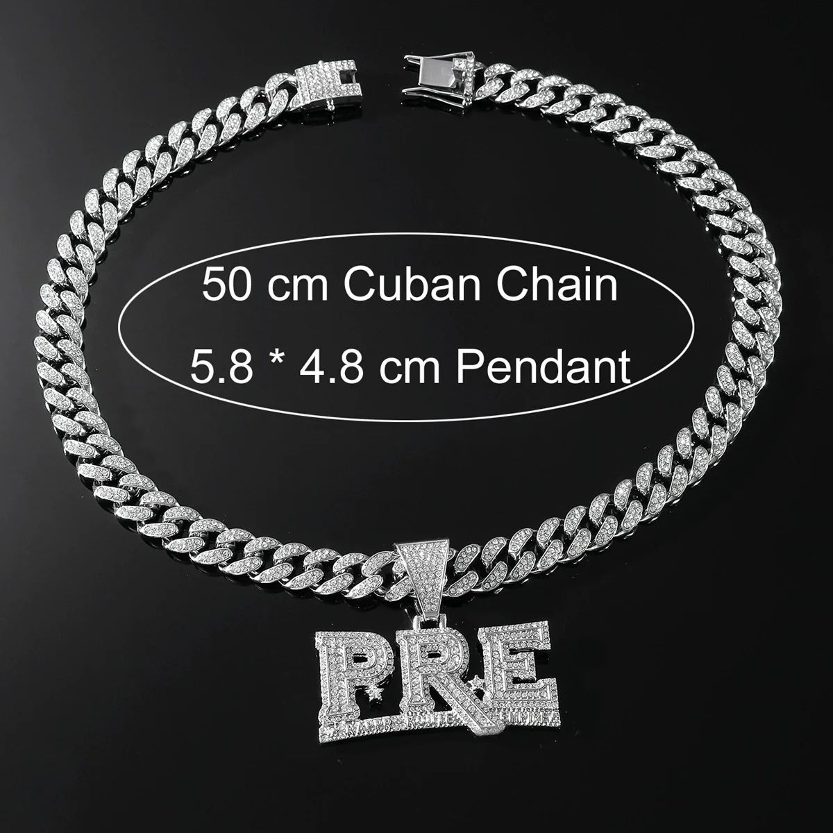 Wholesale Men's Hiphop Style Alloy Pendant Necklace With Diamond Letter Pattern And Cuban Chain - Image 4