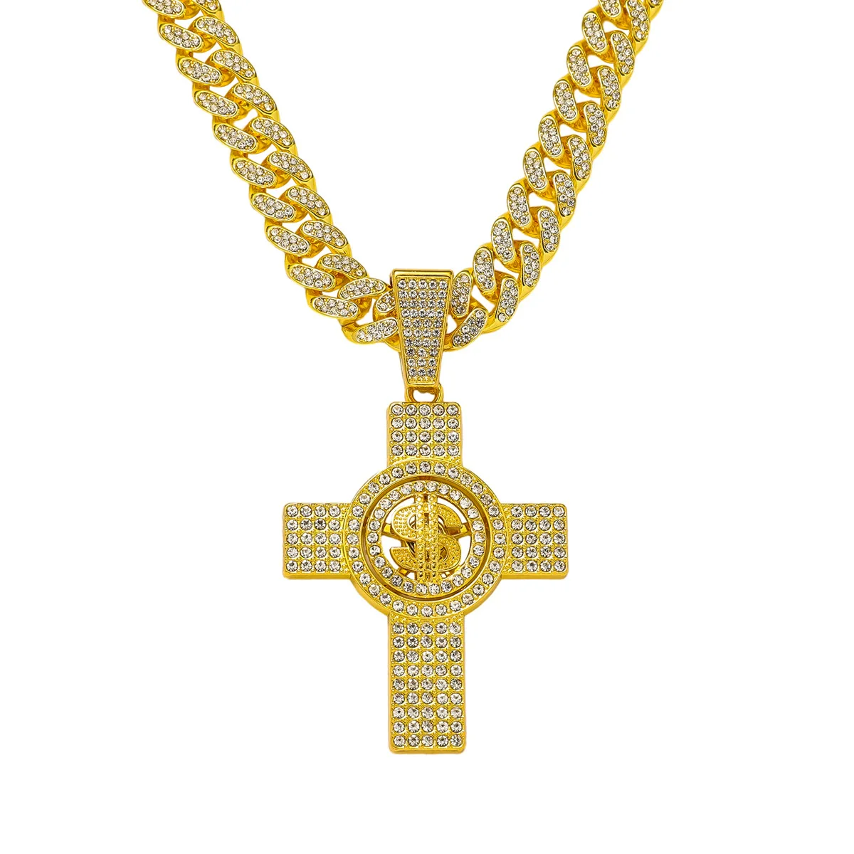 Wholesale Men's Hiphop Style Zinc Alloy Cross Pendant Necklace With Cuban Chain And Electroplating Treatment - Image 5
