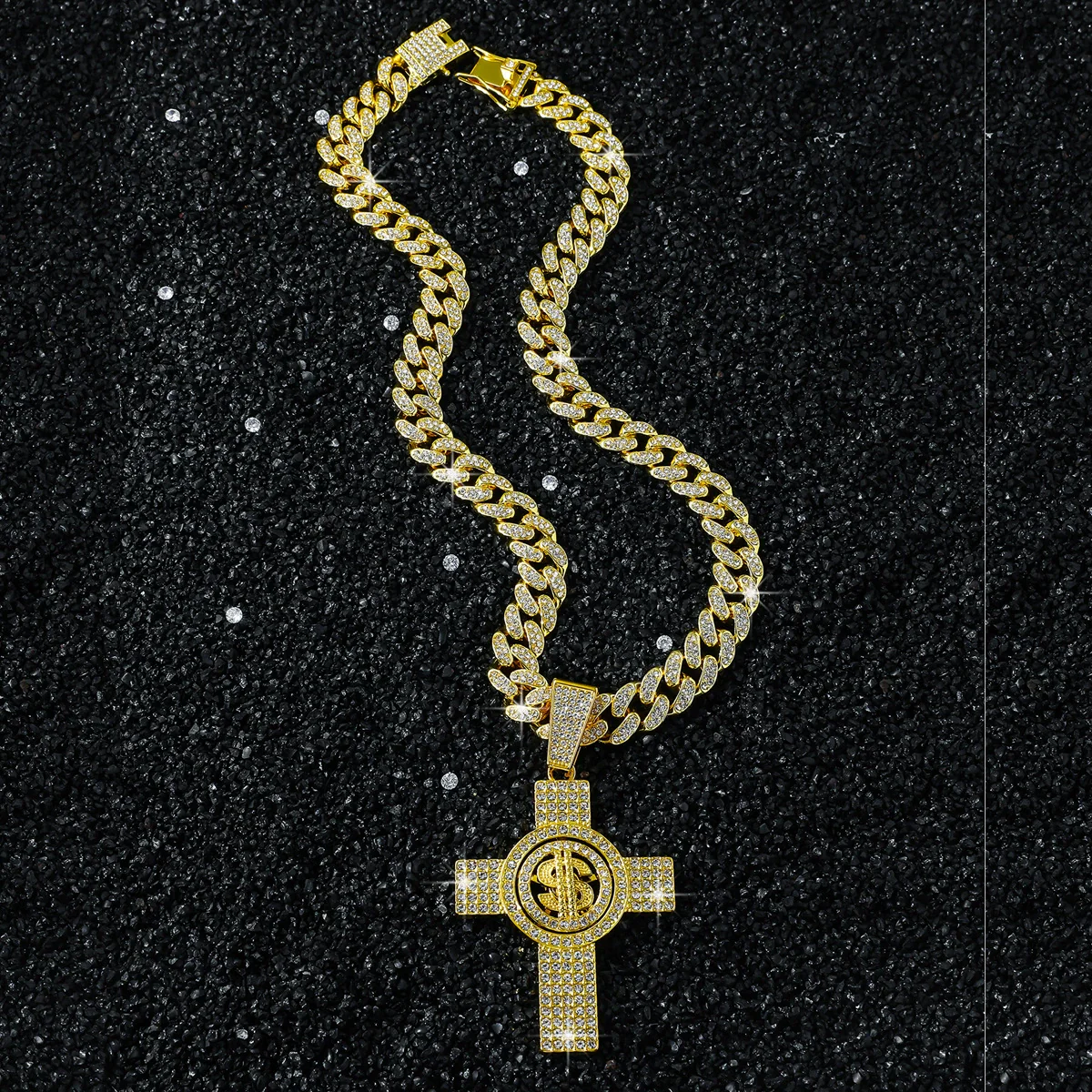 Wholesale Men's Hiphop Style Zinc Alloy Cross Pendant Necklace With Cuban Chain And Electroplating Treatment - Image 6
