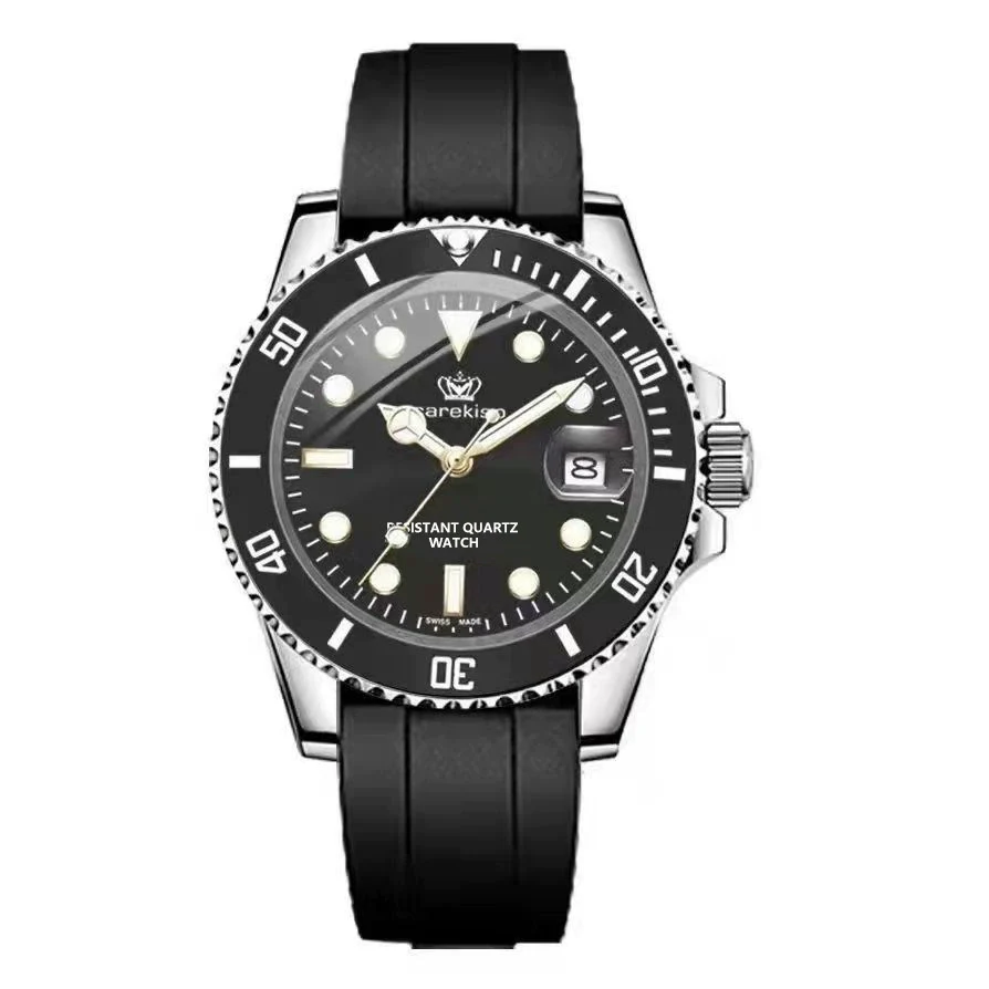 Wholesale Men's Luxury Fashion Waterproof Luminous Quartz Watch Alloy Case Silicone Strap Round Dial - Image 2
