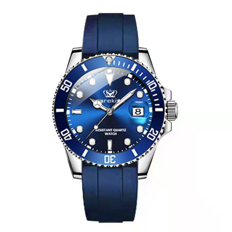Wholesale Men's Luxury Fashion Waterproof Luminous Quartz Watch Alloy Case Silicone Strap Round Dial - Image 3