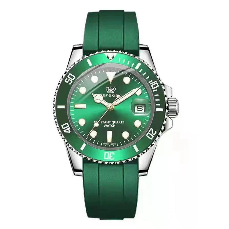 Wholesale Men's Luxury Fashion Waterproof Luminous Quartz Watch Alloy Case Silicone Strap Round Dial - Image 4