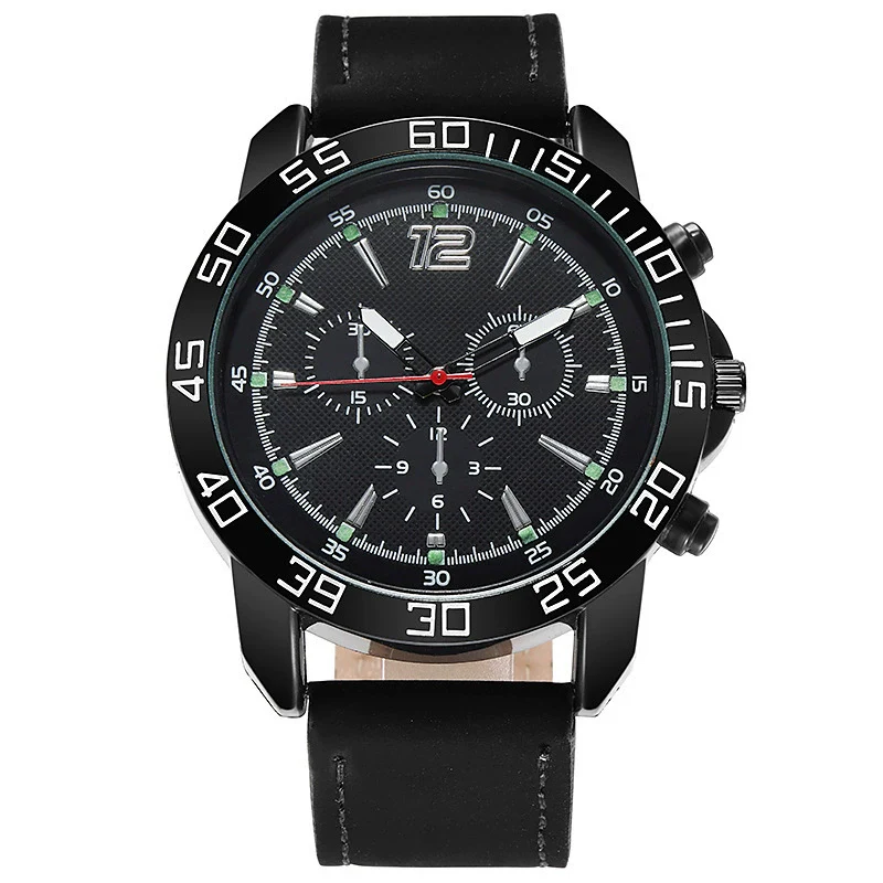 Wholesale Men's Outdoor Multifunctional Sports Quartz Watch Alloy Case Imitation Leather Strap Round Dial - Image 5