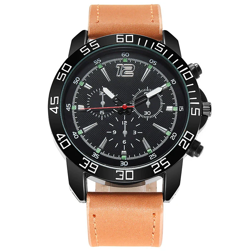 Wholesale Men's Outdoor Multifunctional Sports Quartz Watch Alloy Case Imitation Leather Strap Round Dial - Image 6