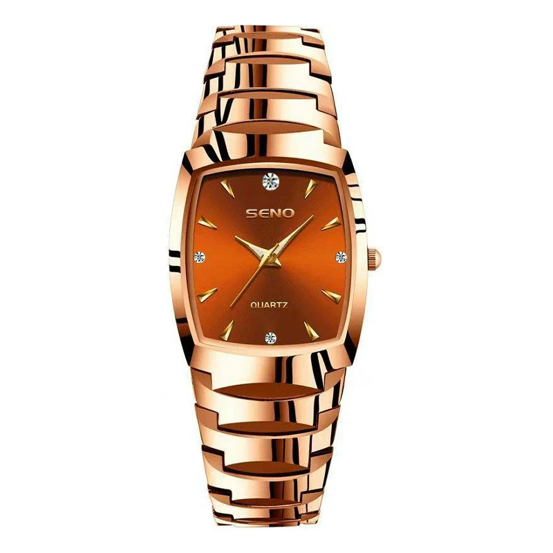 Wholesale Men's Quartz Watch Retro Fashionable With Alloy Case Strap Rose Gold Buckle Mineral Reinforced Glass Mirror Square Dial - Image 6