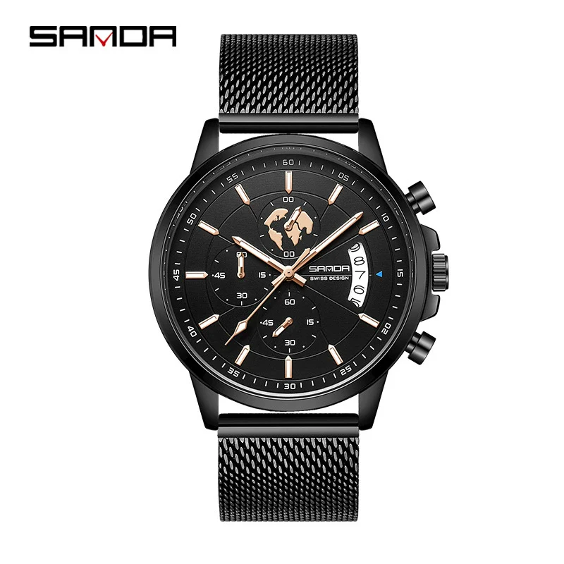 Wholesale Men's Quartz Watch Zinc Alloy Case Steel Belt Round Dial Waterproof Leisure Style - Image 3