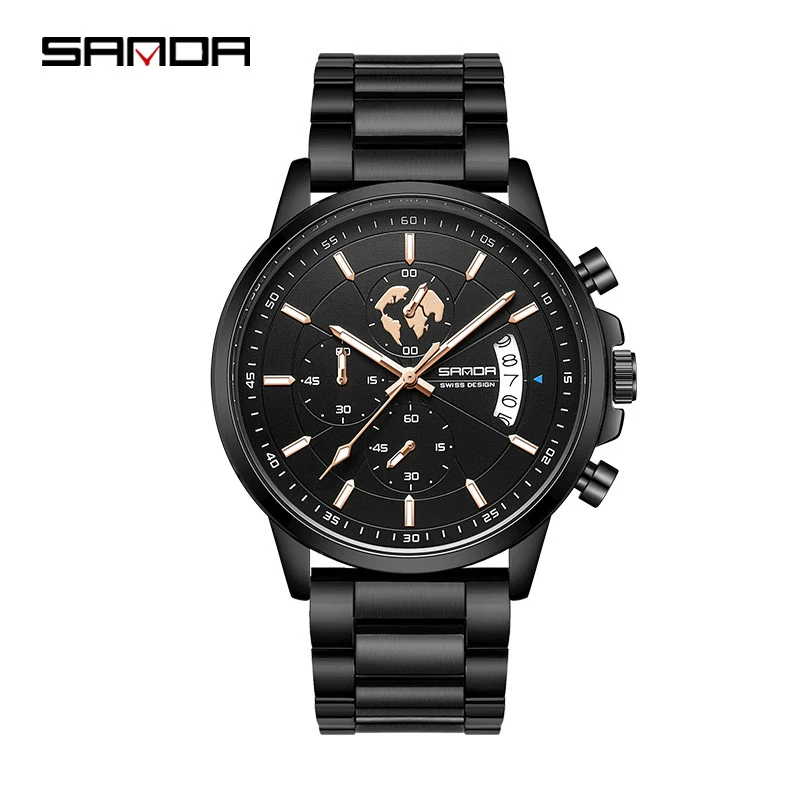 Wholesale Men's Quartz Watch Zinc Alloy Case Steel Belt Round Dial Waterproof Leisure Style - Image 6