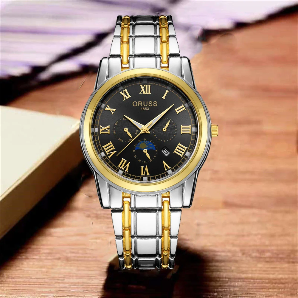 Wholesale Men's Quartz Watches Alloy Case Mineral Reinforced Glass Mirror Round Dial Business Style - Image 2