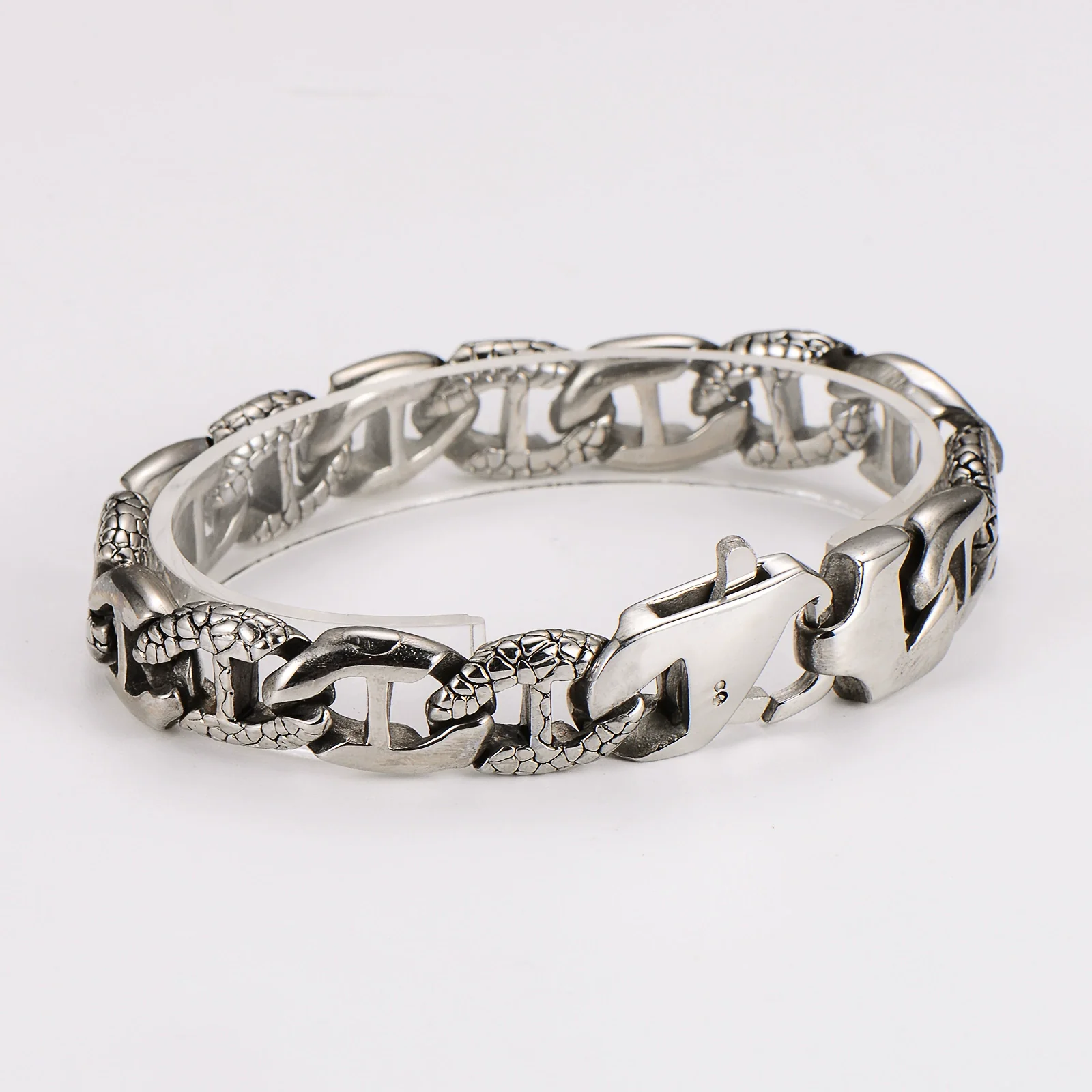 Wholesale Men's Simple Geometric Pattern Electroplated Stainless Steel Bracelet - Image 6