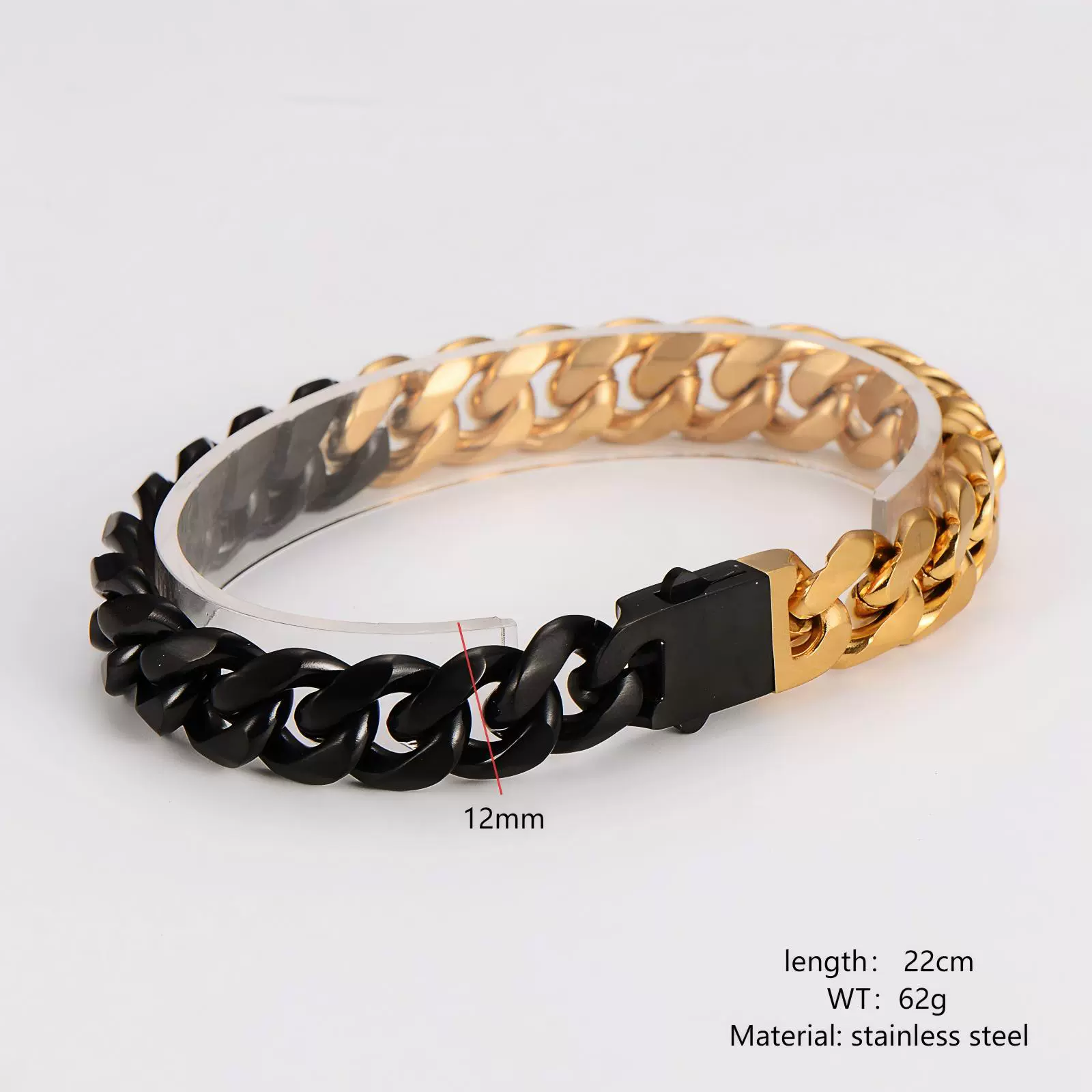 Wholesale Men's Simple Geometric Stainless Steel Electroplated Cuban Chain Bracelet - Image 2