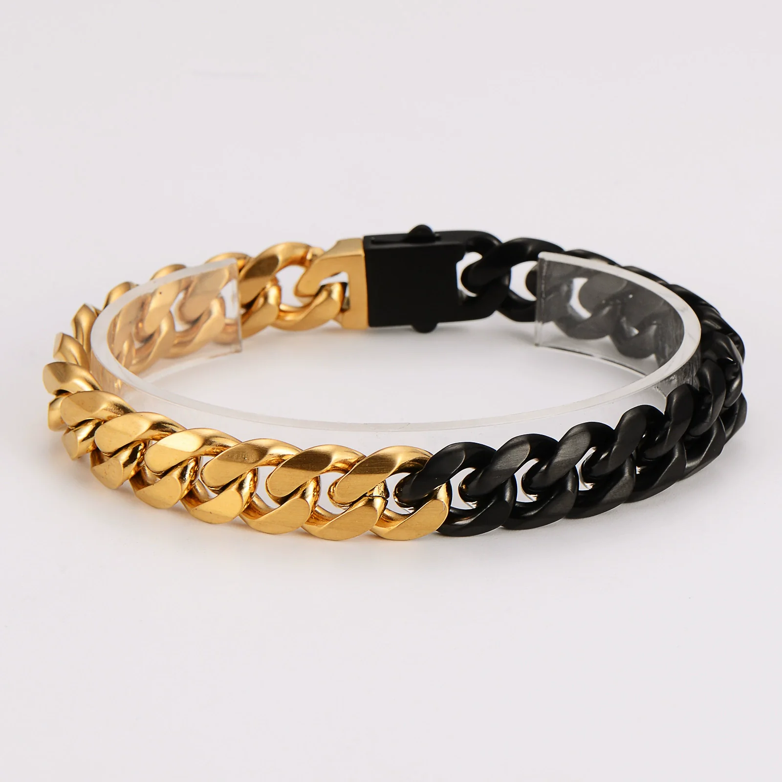 Wholesale Men's Simple Geometric Stainless Steel Electroplated Cuban Chain Bracelet - Image 3