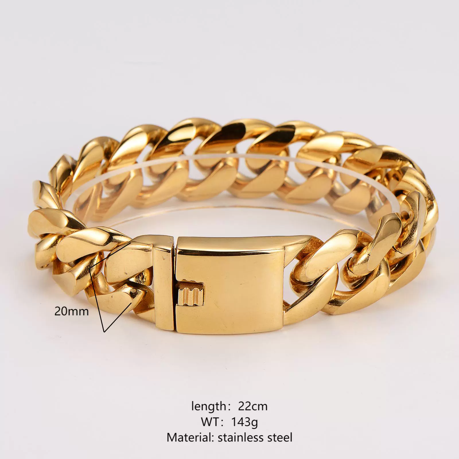 Wholesale Men's Simple Geometric Stainless Steel Electroplated Hip Hop Cuban Bracelet - Image 2