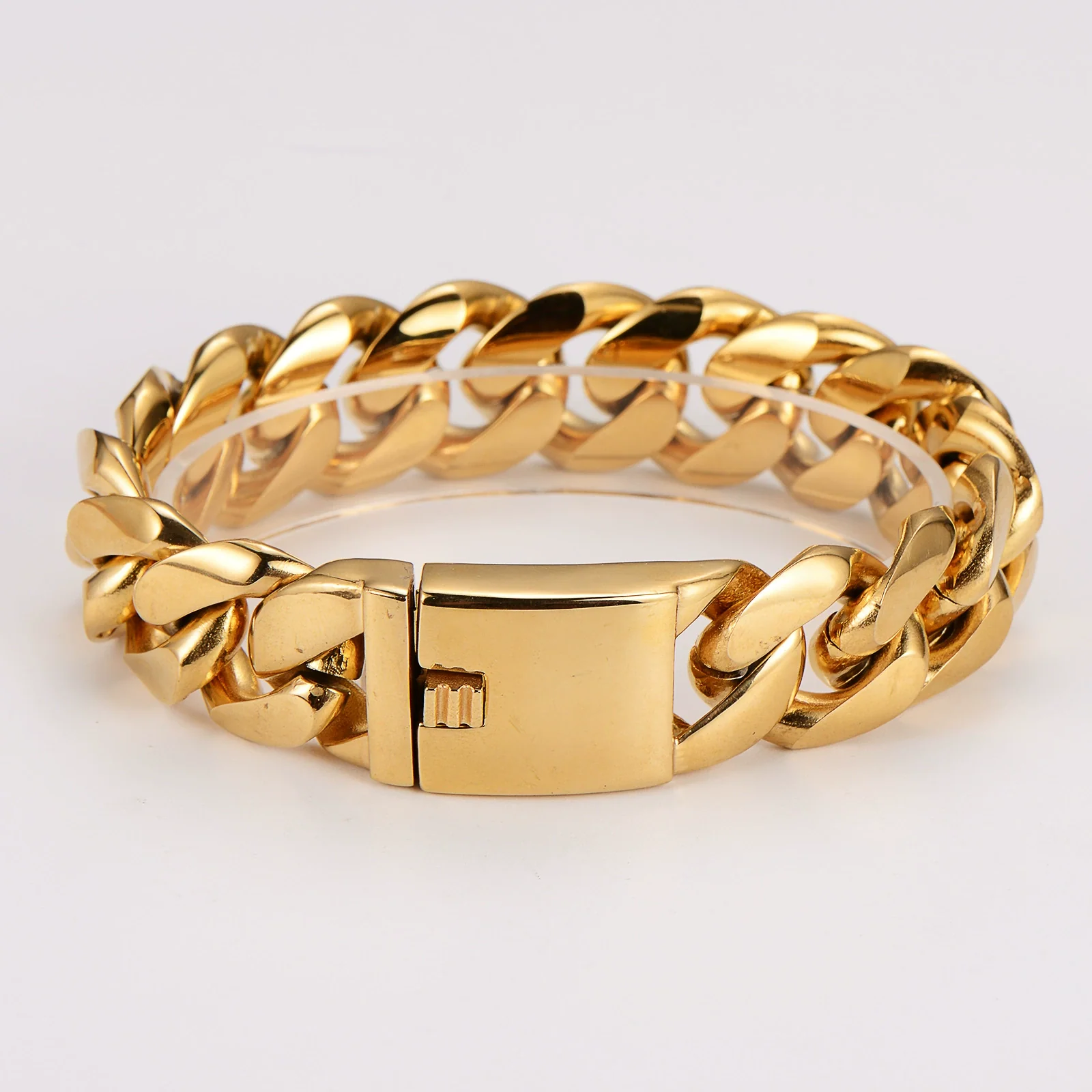 Wholesale Men's Simple Geometric Stainless Steel Electroplated Hip Hop Cuban Bracelet - Image 6