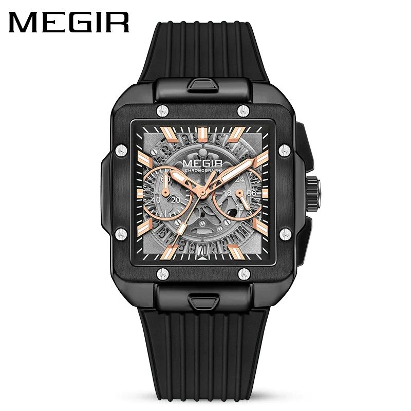 Wholesale Men's Sports Square Alloy Case Silicone Strap Quartz Watch - Image 10