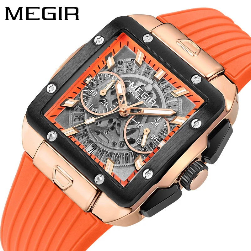Wholesale Men's Sports Square Alloy Case Silicone Strap Quartz Watch - Image 2