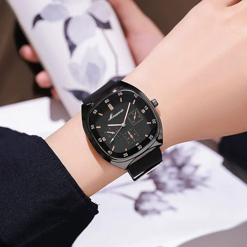 Wholesale Men's Sports Watch Wine Barrel Shape Silicone Strap Plastic Case Stainless Steel Buckle - Image 2