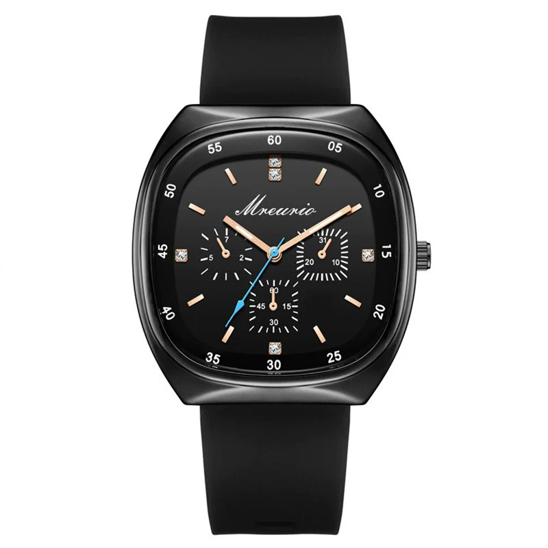 Wholesale Men's Sports Watch Wine Barrel Shape Silicone Strap Plastic Case Stainless Steel Buckle - Image 6