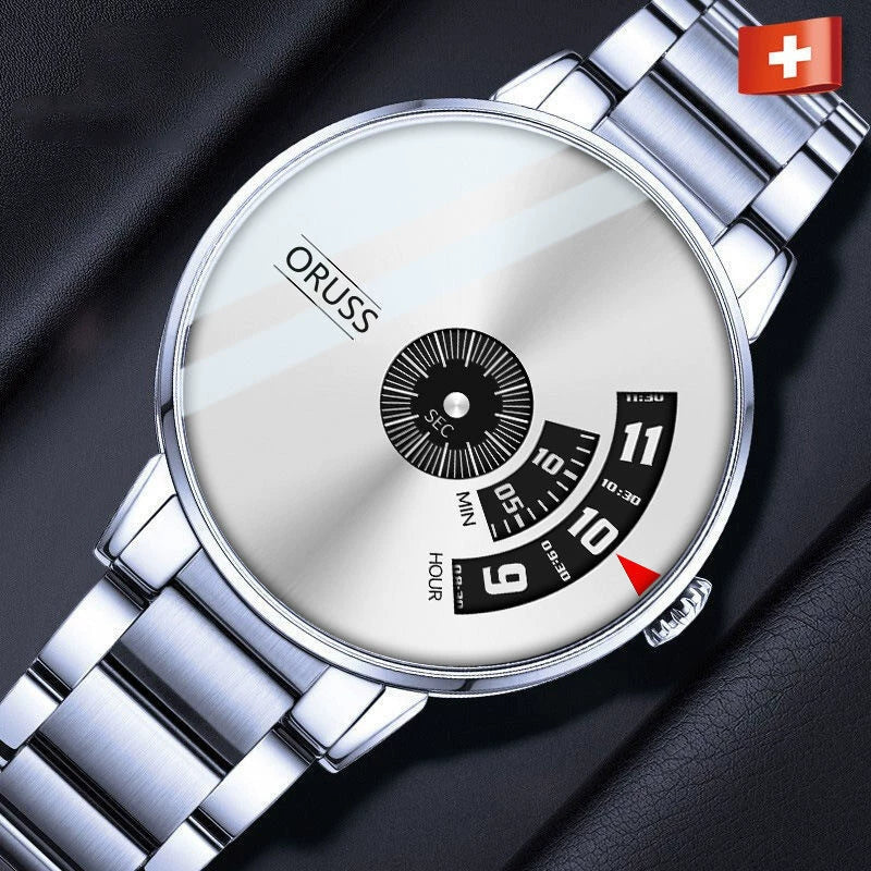 Wholesale Men's Steel Mirror Automatic Quartz Watch Leisure Style Round Dial Stainless Steel Clasp Mineral Strengthened Glass Mirror - Image 14