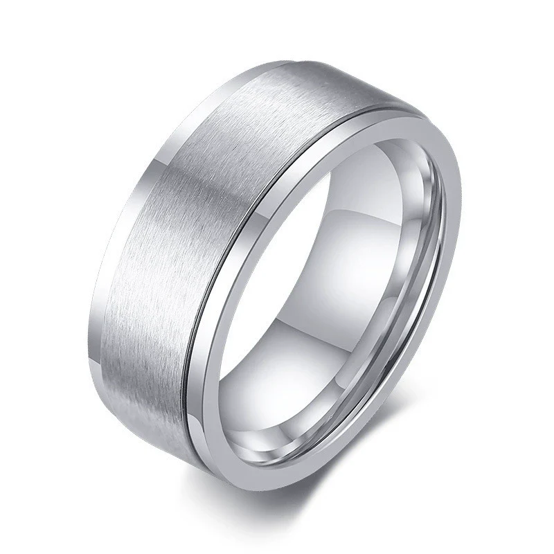 Wholesale Men's Titanium Steel Rotary Decompression Ring With Geometric Pattern And Electroplating Treatment - Image 5