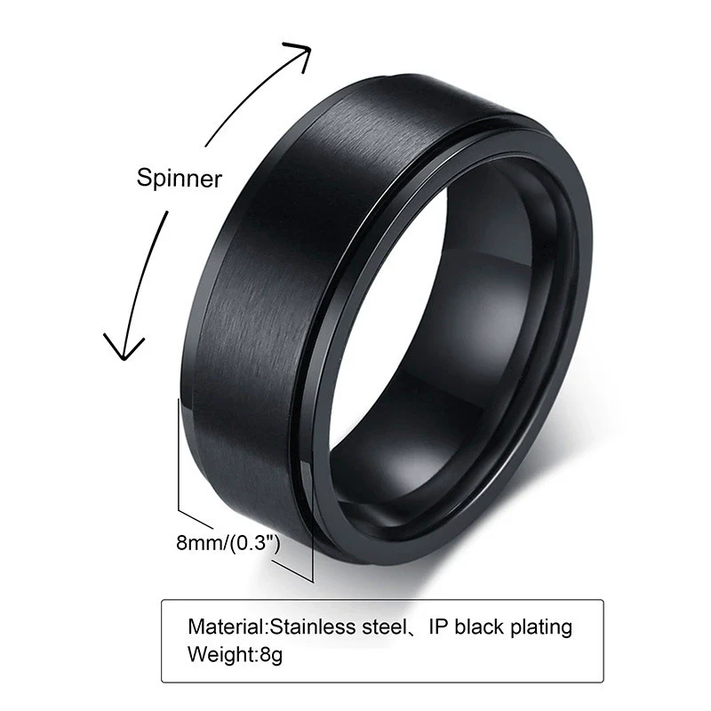 Wholesale Men's Titanium Steel Rotary Decompression Ring With Geometric Pattern And Electroplating Treatment - Image 7
