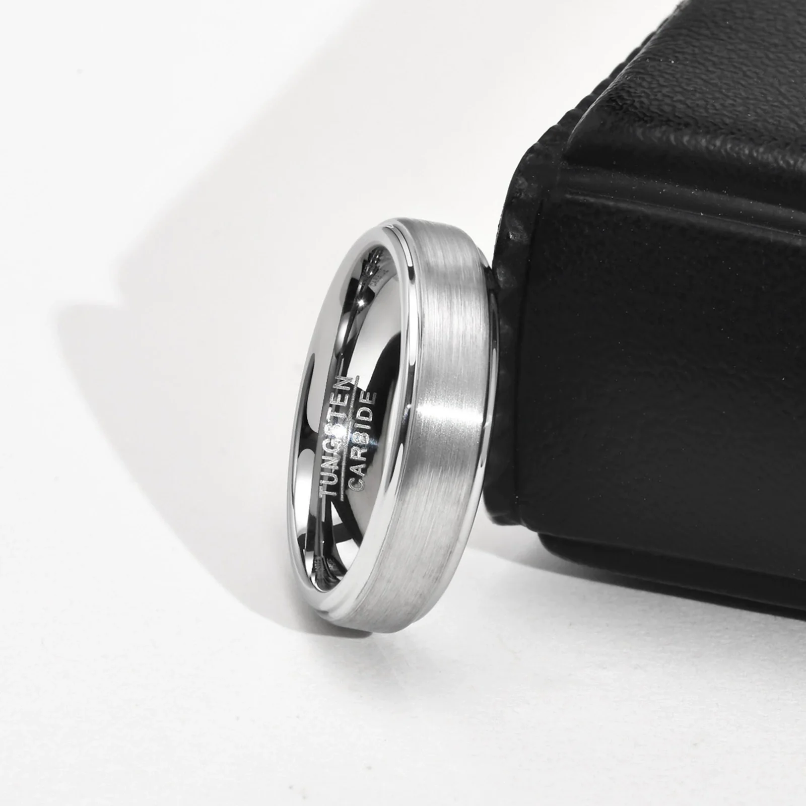 Wholesale Men's Tungsten Steel Ring Black Geometric Style Polished - Image 3